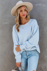 Acacia Cotton Crew Neck Sweater - Light Blue