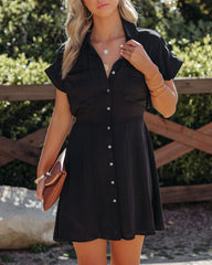 Black Adelyn Button Down Shirt Dress