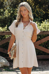 Taupe-Adelyn Button Down Shirt Dress