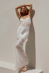 White Crochet Lace Maxi Dress