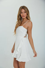 Audra Tie Back Ruffle Wrap Mini Dress
