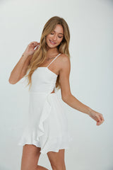Audra Tie Back Ruffle Wrap Mini Dress