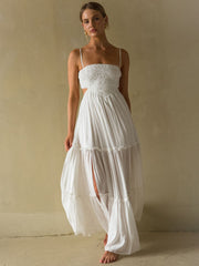 White Lace Cutout Maxi Dress