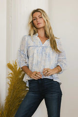 Madison Floral Blouse in Blue