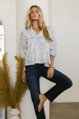 Madison Floral Blouse in Blue