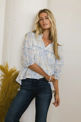 Madison Floral Blouse in Blue