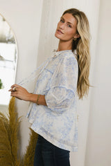 Madison Floral Blouse in Blue