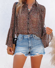 Balayage Printed Bell Sleeve Blouse