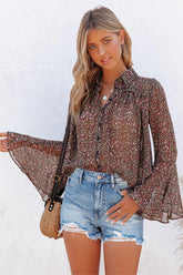 Balayage Printed Bell Sleeve Blouse