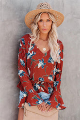 Be At Ease Printed Bell Sleeve Top