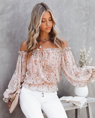 Beatrix Floral Chiffon Off The Shoulder Blouse