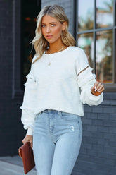 Beverly Hills Cotton Fringe Sweatshirt - Off White - FINAL SALE