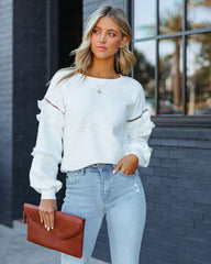 Beverly Hills Cotton Fringe Sweatshirt - Off White - FINAL SALE