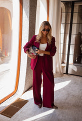 Burgundy Notched Lapel Blazer