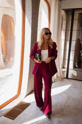 Burgundy Notched Lapel Blazer