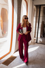 Burgundy Notched Lapel Blazer