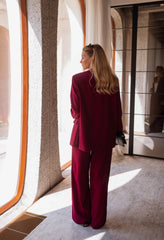 Burgundy Notched Lapel Blazer
