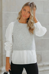 Bleecker Contrast Poplin Sweater Top