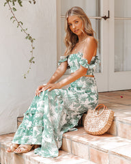 Bolivia Smocked Palm Print Crop Top - FINAL SALE