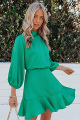 Call Me Angel Textured Satin Dress - Green