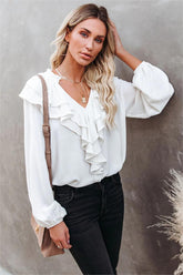 Candle In The Wind Textured Ruffle Blouse