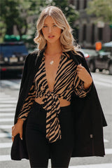 Catalina Tiger Print Tie Blouse