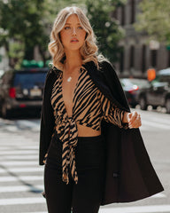 Catalina Tiger Print Tie Blouse