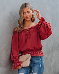 Caydence Chiffon Off The Shoulder Blouse - Wine