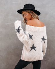 Celeste Off The Shoulder Knit Star Sweater