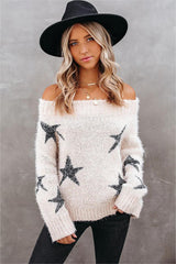 Celeste Off The Shoulder Knit Star Sweater