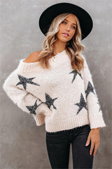 Celeste Off The Shoulder Knit Star Sweater