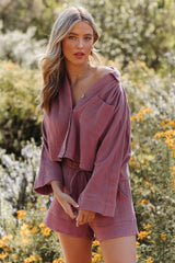 Celia Cotton Pocketed Drawstring Shorts - Red Bean