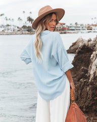 Chadley Cotton Button Down Top - Blue