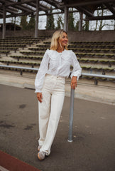 White Embroidery Floral Shirt