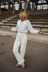White Embroidery Floral Shirt