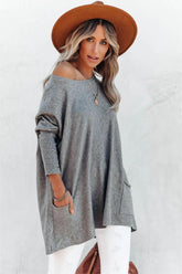 Close To You Pocketed Sweater - Heather Grey - FINAL SALE