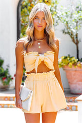 Cope Cotton Tie Front Bandeau Top - Yellow