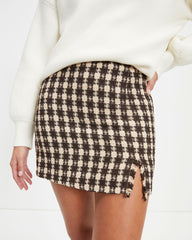Crazy About It Tweed Houndstooth Mini Skirt