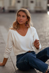 Basic White Knit Thin Sweater