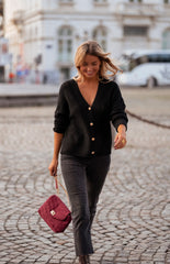 Black Crochet Knit Cardigan