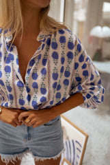Blue Dotted Chiffon Shirt