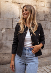 Black Thermal Buttoned Jacket