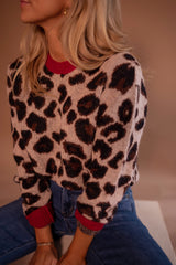 Leopard Print Pullover Knit Sweater