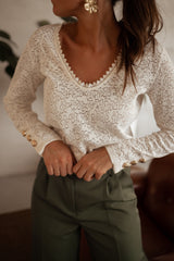 White Crochet Lace Blouse