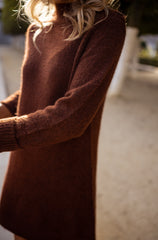 Brown Long Sleeves Knit Dress