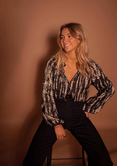 Black Snake Print Chiffon Blouse