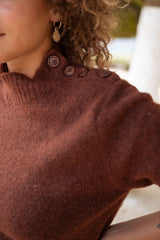 Brown Long Sleeves Sweater Knit Dress