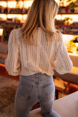 White Crochet Long Sleeves Blouse