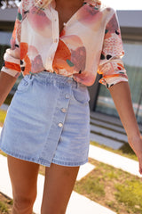 Light Blue Denim Skort