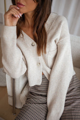 Beige Comfy Buttoned Cardigan